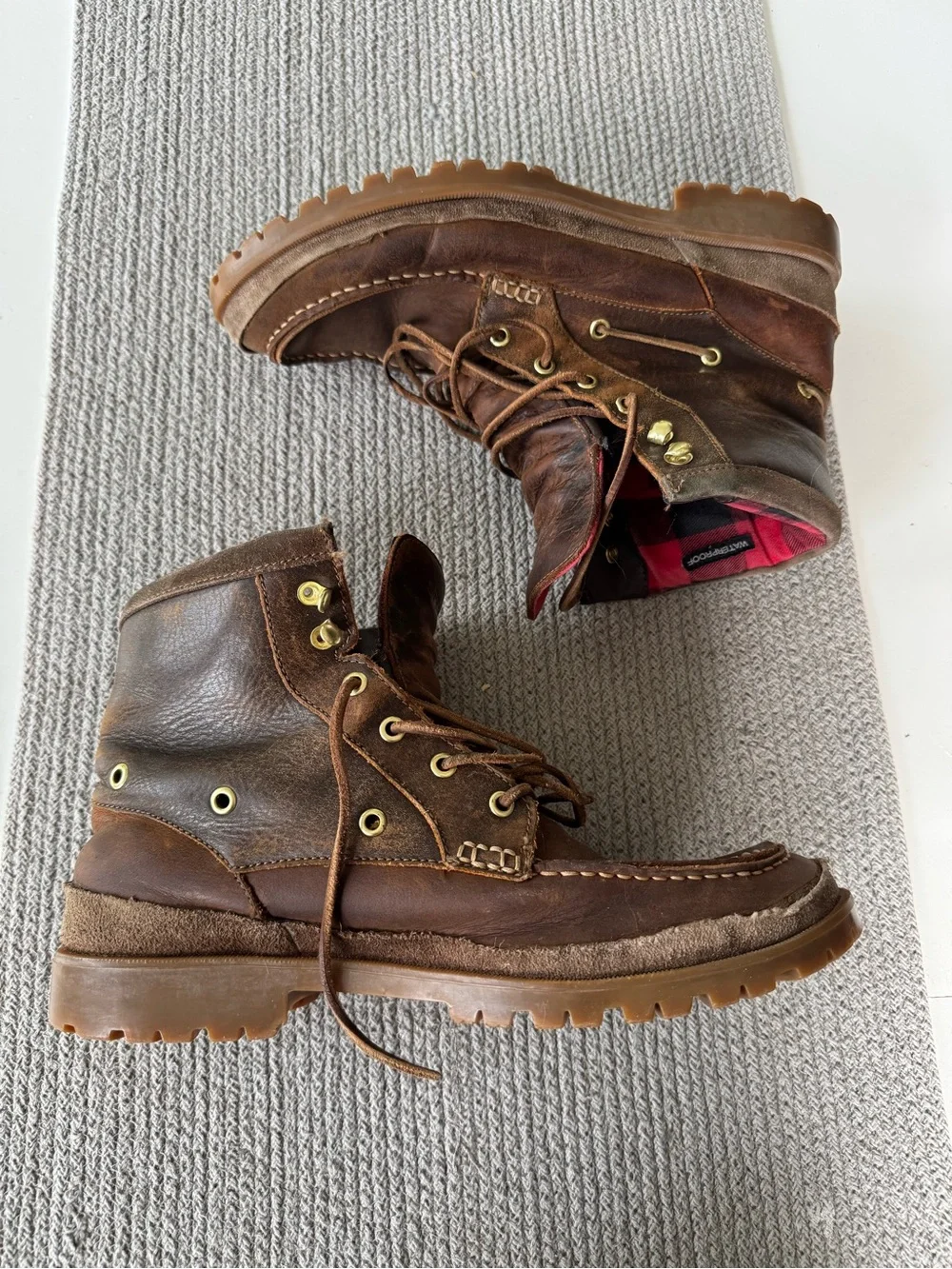 Sperry Top Sider AO Lug Sole Brown Leather Moc Toe Lace-Up Boots Sz 10
